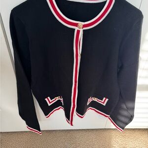 Stylish Black and Red Cardigan Sweater